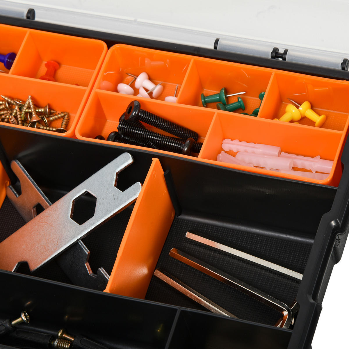 MULTIFUNKTIONALES Werkzeugbox, 4PCS Werkzeugaufbewahrung Box, Kunststoff, Orange+Schwarz - Multicolor, Kunststoff (22.5/5.5/28.7cm) - DURHAND