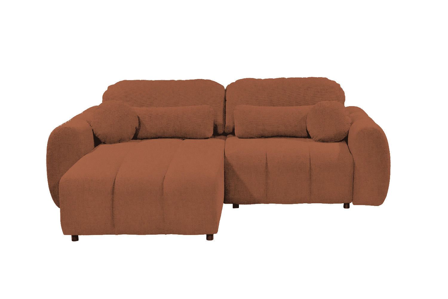 ECKSCHLAFSOFA mit Schlaffunktion und Bettkasten, beidseitig montierbar - Terracotta/Schwarz, Holz/Kunststoff (260/192cm) - ed exciting design