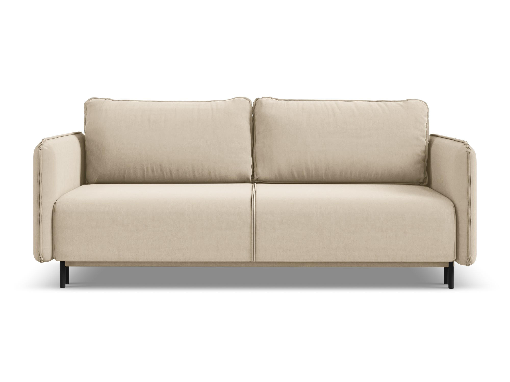 3-SITZER SOFA mit Schlaffunktion Samt Stoff Beige - Beige/Creme, Holz/Textil (226/90/92cm) - Makamii