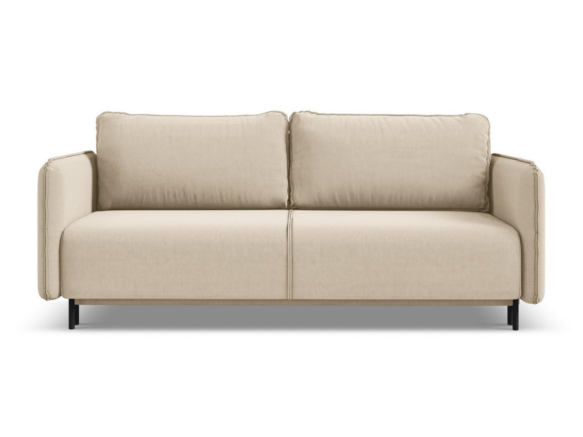 3-SITZER SOFA mit Schlaffunktion Samt Stoff Beige - Beige/Creme, Holz/Textil (226/90/92cm) - Makamii