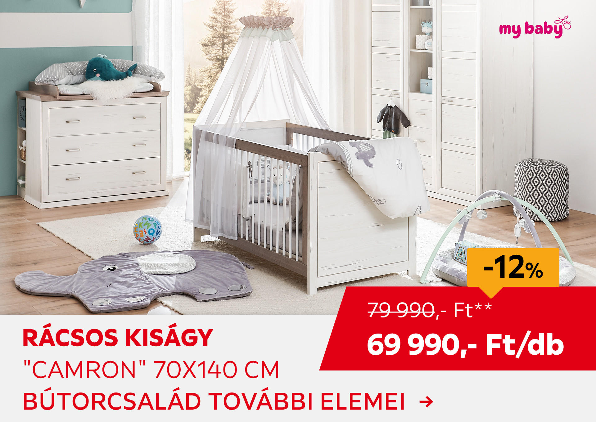 RÁCSOS KISÁGY "CAMRON" 70X140 CM Kiemelt termék 79990 Ft.- helyett 69990 Ft.-