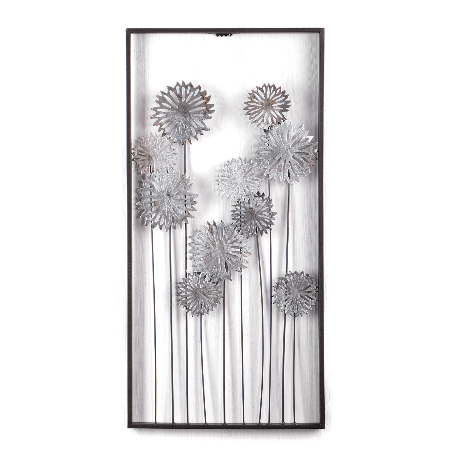 WANDDEKO PURE FLOWERS Metall silber/braun - Silberfarben, Metall (31/62/2cm) - DESIGN DELIGHTS