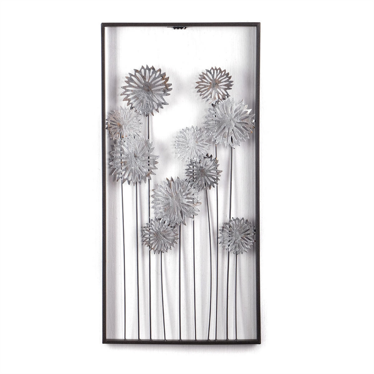 WANDDEKO PURE FLOWERS Metall silber/braun - Silberfarben, Metall (31/62/2cm) - DESIGN DELIGHTS