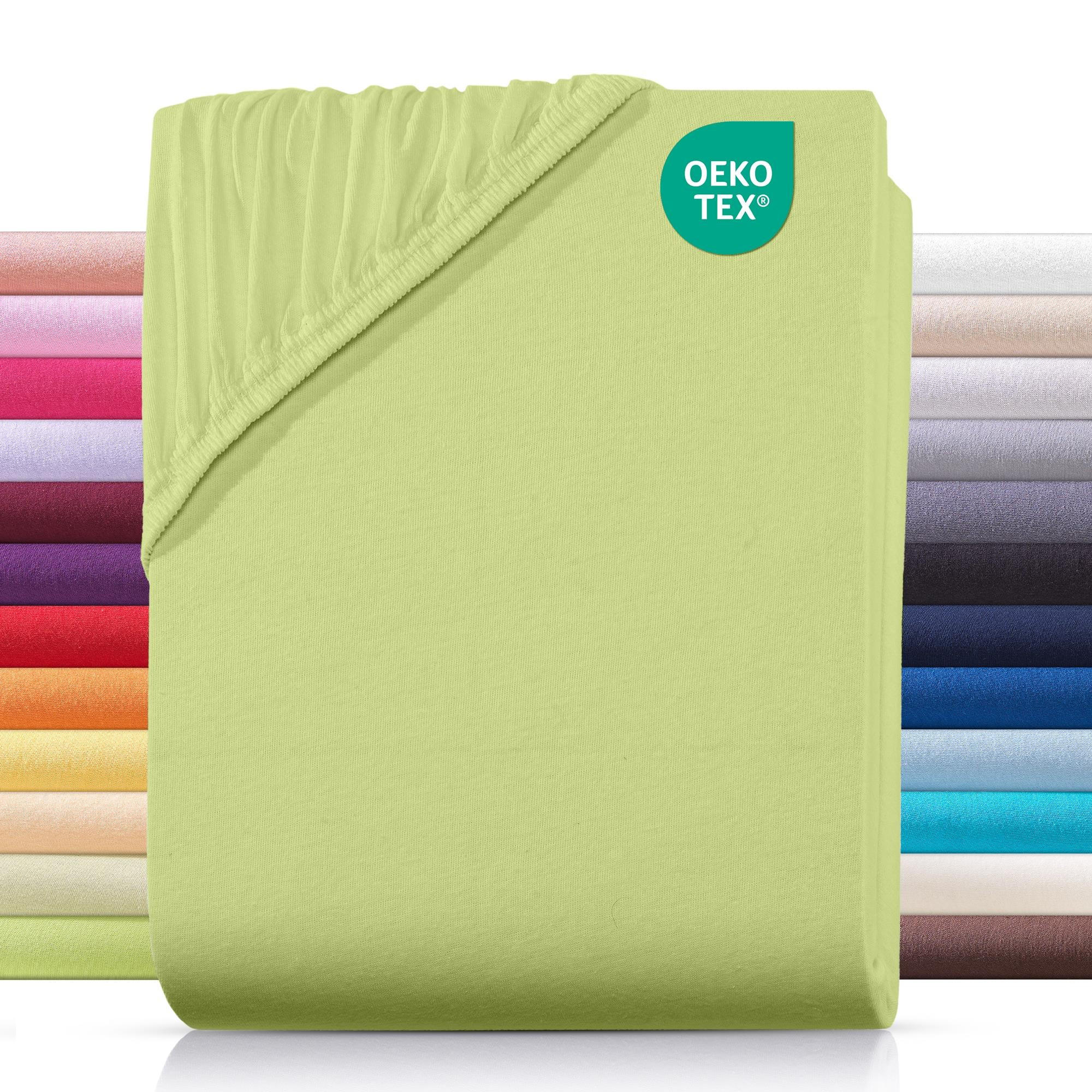 JERSEY-SPANNBETTLAKEN 100x200 cm aus 100% Baumwolle, Bettlaken Grün Uni - Grün, Textil (100/200cm) - Carpe Sonno
