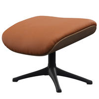 POLSTERHOCKER - Echtleder - Kastanienfarben/Schwarz, Leder/Holz (49/39/44cm) - home24