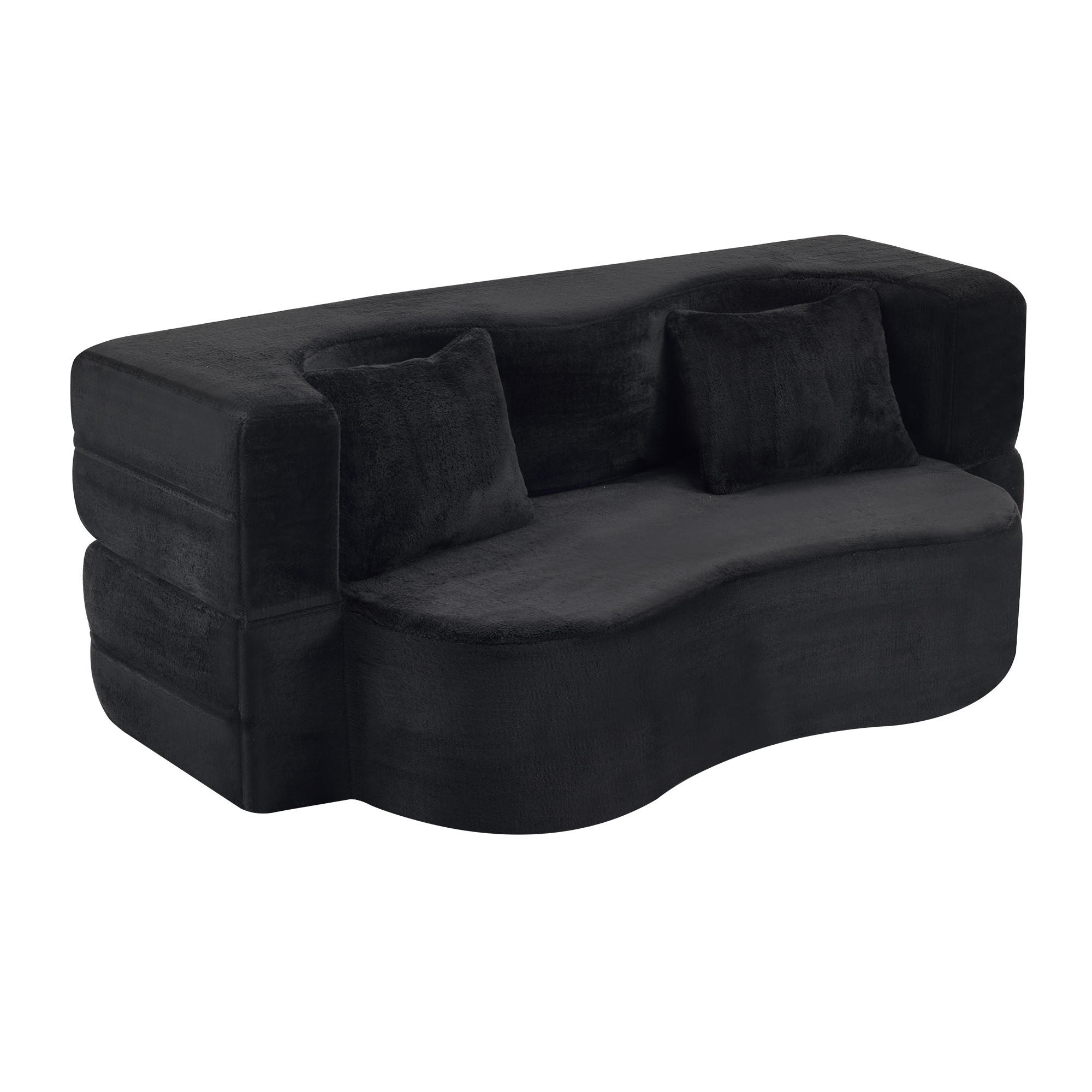 SCHLAFSOFA DE-34997 2-in-1 klappbar Schwarz - Schwarz, Textil (55/70/180cm) - ComfortXL