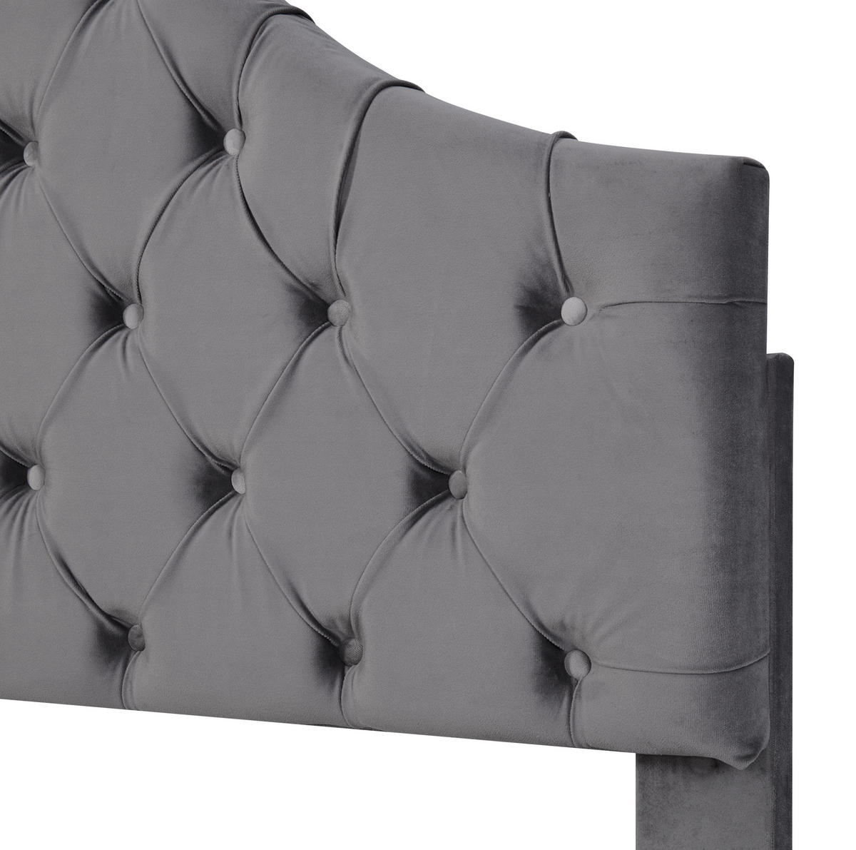 BETT mit Lattenrost 90x200 cm Samt Gray - Grau, Metall (90/200cm) - Meubliv