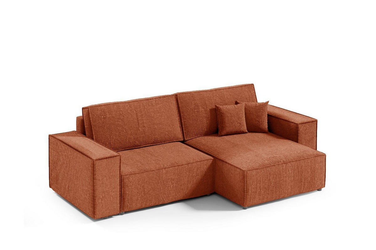 ECKSOFA mit Schlaffunktion Kupfer - Kupferfarben, Textil (257/148cm) - Furnisell