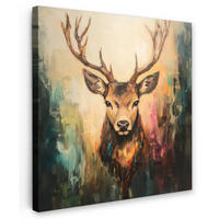 LEINWANDBILD Hirsch - Gemalt - Geweih - Braun 50x50 cm - Haselnussfarben, Textil (50/50cm) - MuchoWow