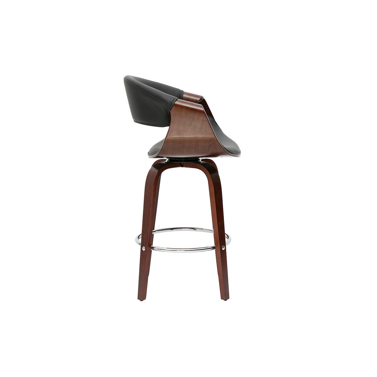 BARHOCKER Design Schwarz Dunkles Holz 65 cm ARAMIS - Schwarz, Holz (50/98.5/60cm) - Miliboo