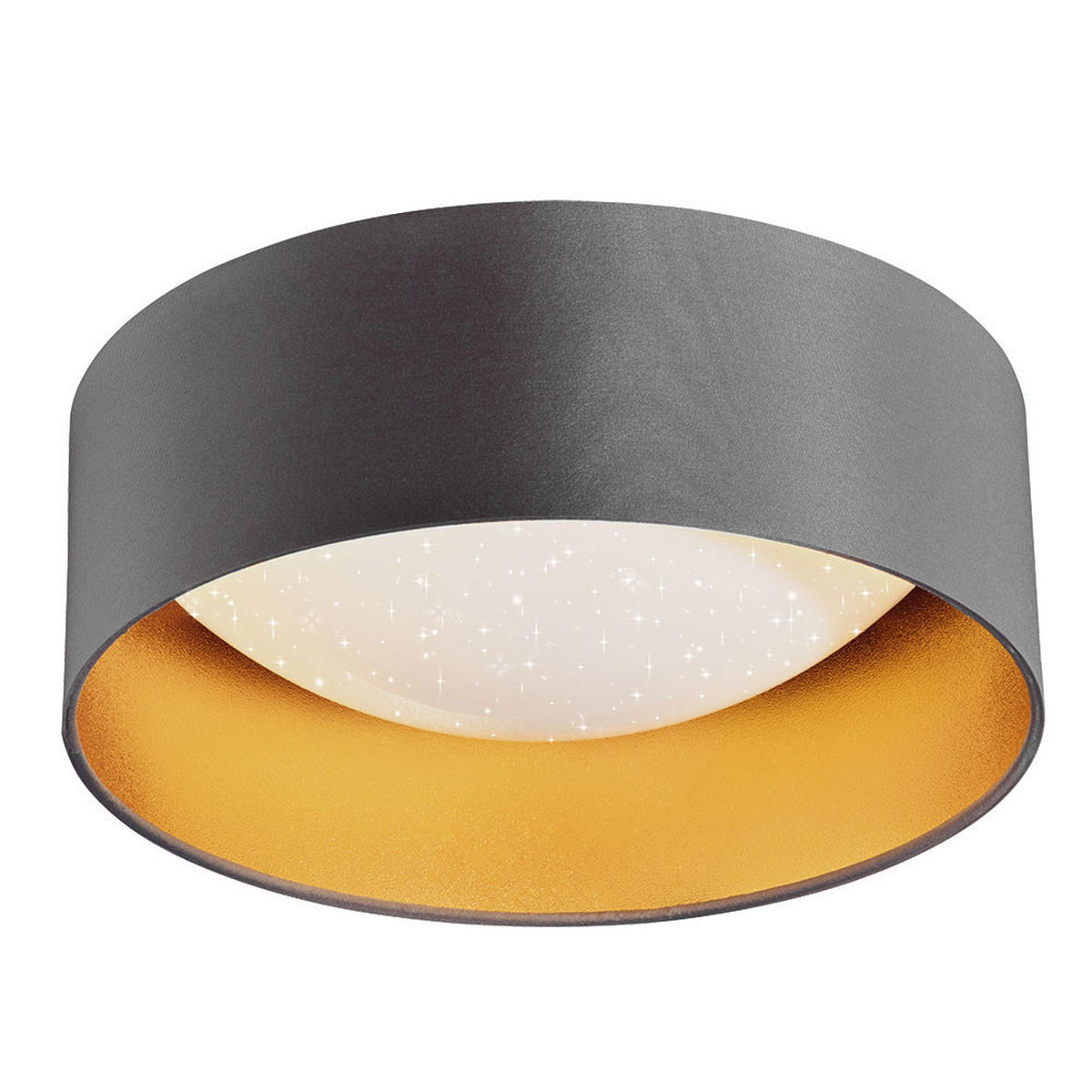 LED DECKENLEUCHTE Textil Grau Gold - Grau, Textil (32/32/11cm) - Briloner