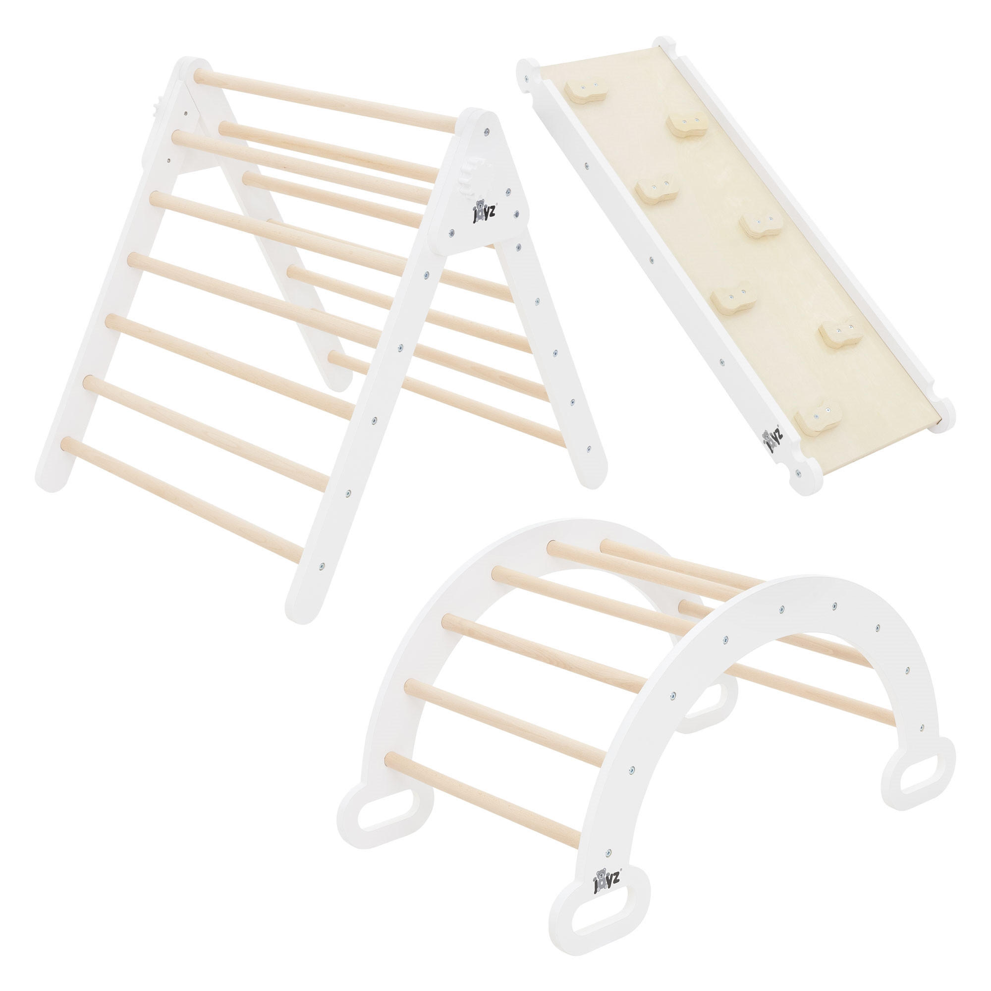 KINDER-KLETTERGERÜST Set - Braun, Holz (72/60/89cm) - Joyz