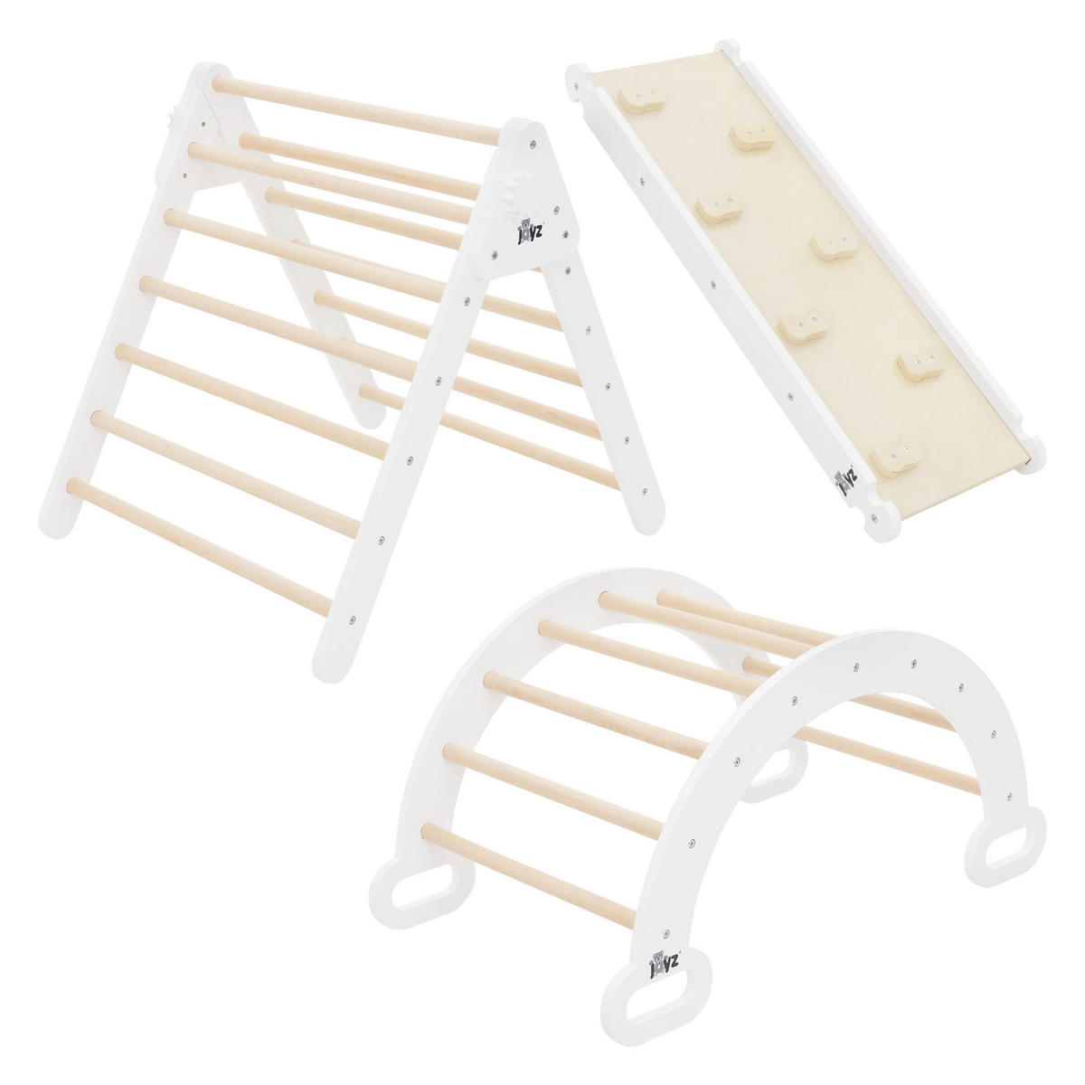 KINDER-KLETTERGERÜST Set - Braun, Holz (72/60/89cm) - Joyz