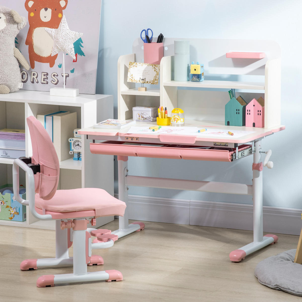 KINDERSCHREIBTISCH DE-17536 Rosé - Pink, Metall (80/109/52cm) - ComfortXL