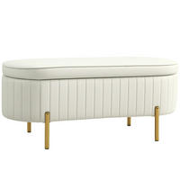 TRUHENBANK MIT KLAPPDECKEL DE-07170 kanalgepolstert, goldene Beine Cremeweiß/Golden - Creme, Metall (44/43.5/108cm) - ComfortXL