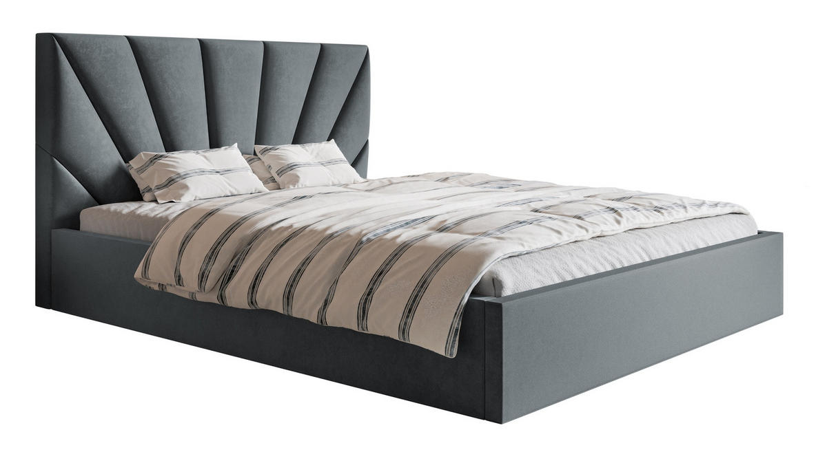 POLSTERBETT 140 x 200 cm Aris, Bettkasten, Lattenrost, Dunkelgrau - Dunkelgrau, Holz/Textil (140/200cm) - Emporius
