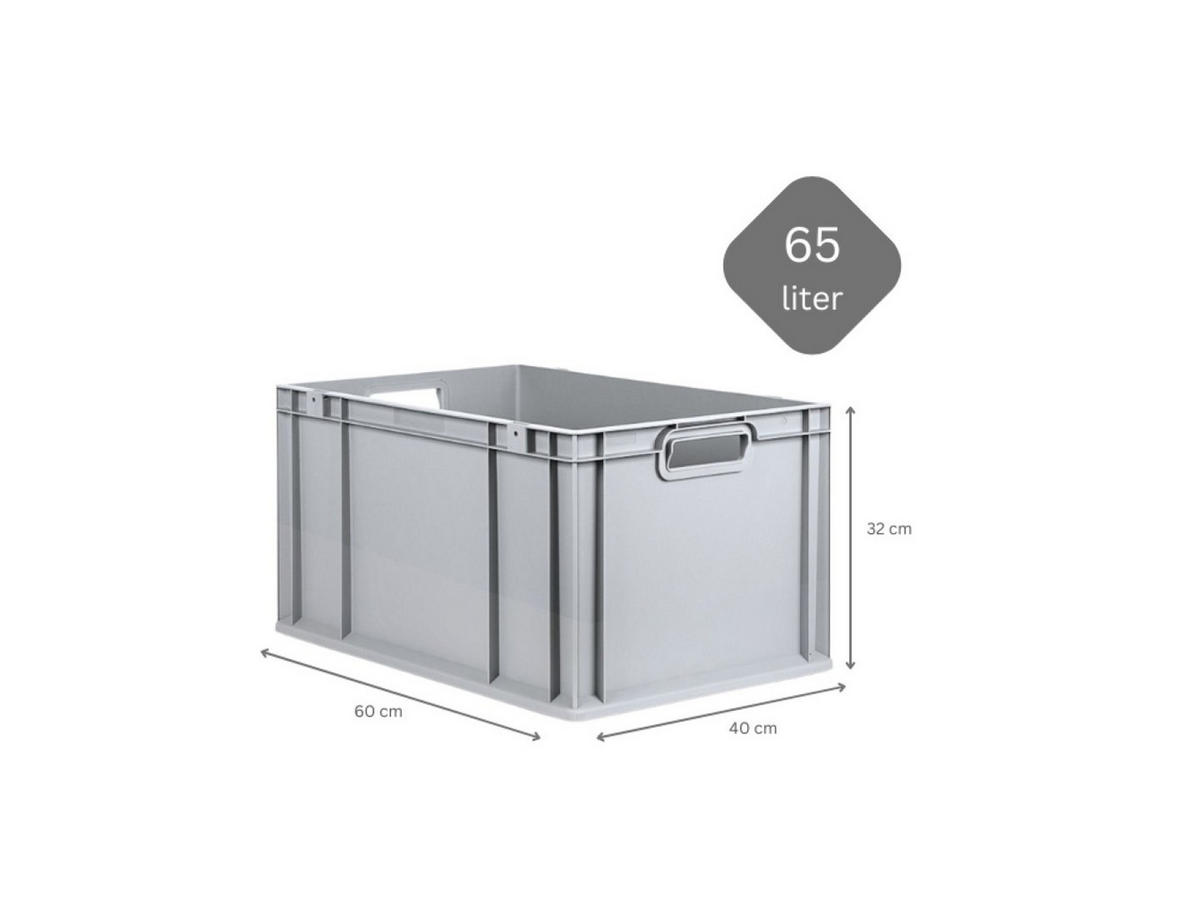 EUROBOX Nextgen Economy Griffe Offen 32x40x60cm 65 Liter - Grau, Kunststoff (40/32/60cm) - PROREGAL