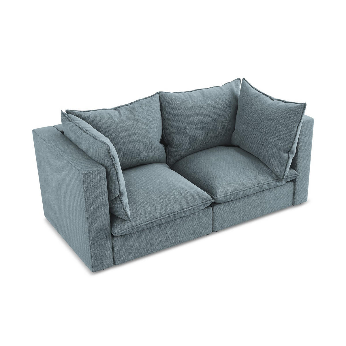 2-SITZER-SOFA Bouclé Stoff Blau - Pastellblau/Schwarz, Holzwerkstoff/Kunststoff (180/77/90cm) - LaMiaSofa