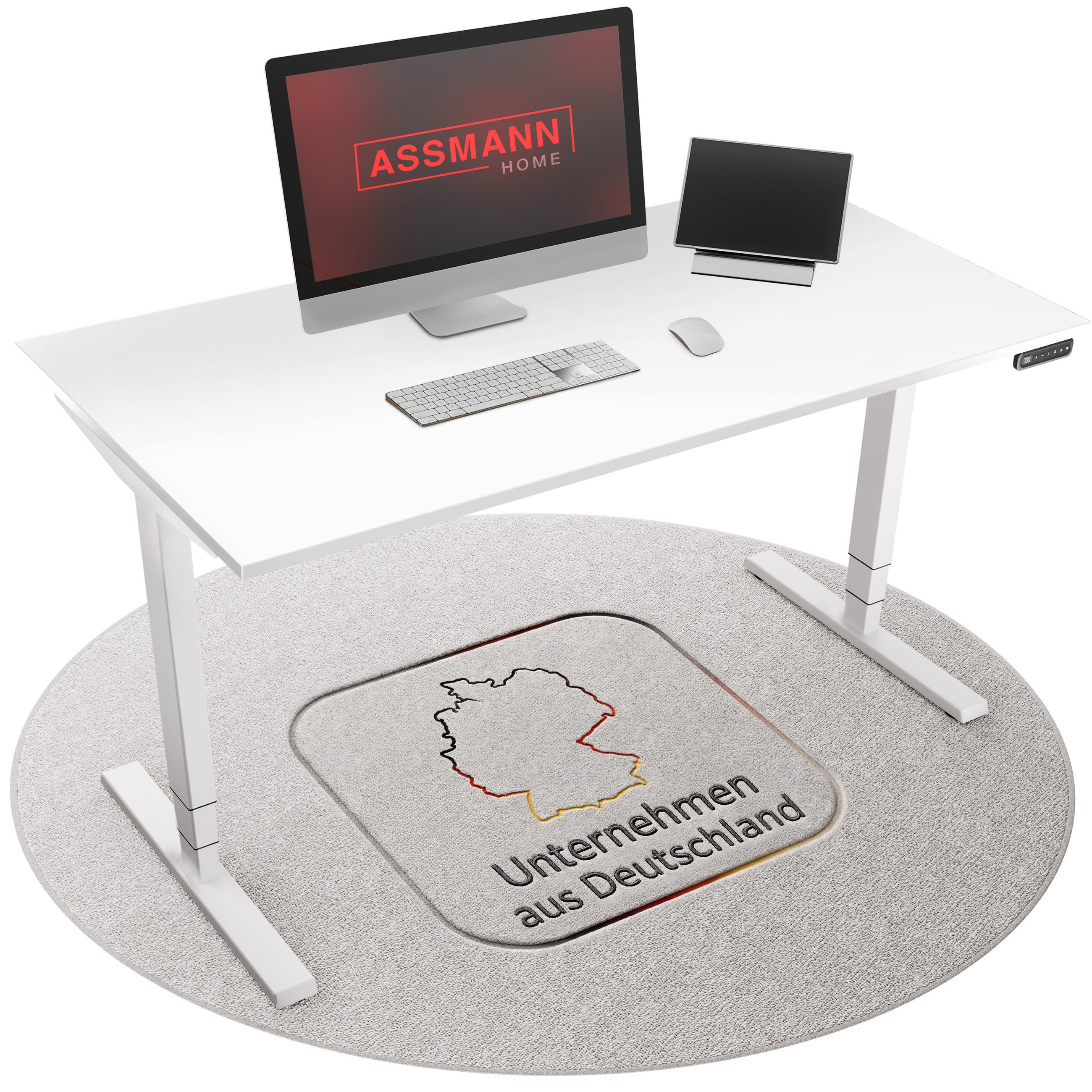 Assmann Schreibtisch Weiß, Weiß 120x127x80 cm