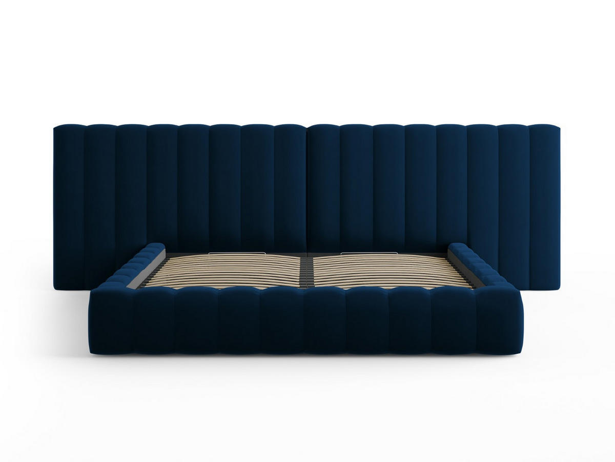 BETT mit Bettkasten und Doppelkopfteil Kelp aus Samt königsblau 200x200cm - Blau, Textil (200/200cm) - Micadoni