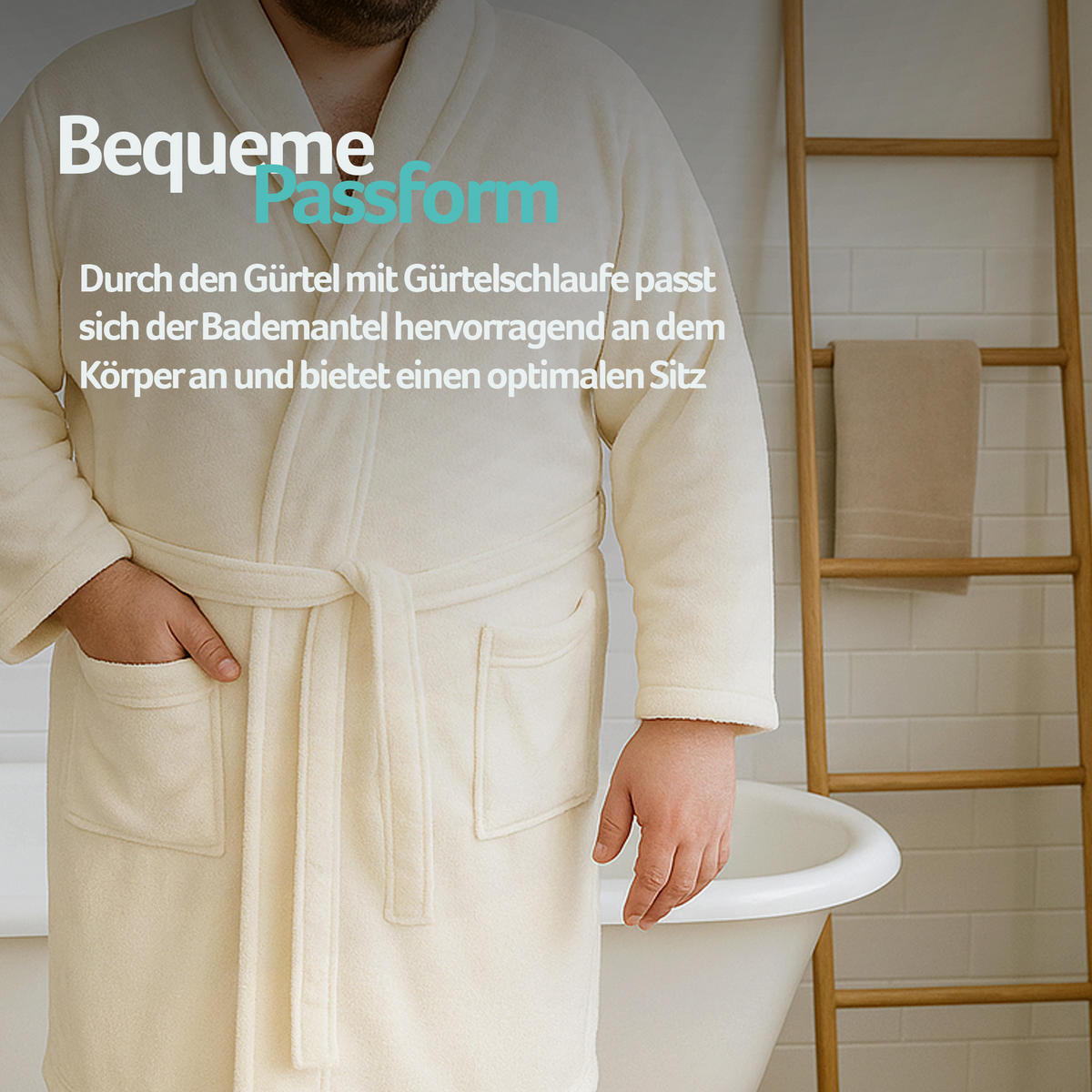 BADEMANTEL Übergrößen ( 4XL -6XL ) Ecru 4XL - Beige, Textil (4XLnull) - Bestlivings