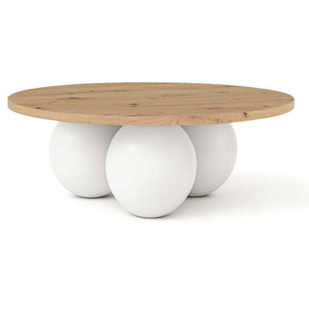 COUCHTISCH BELLY runder 75 cm im modernen Stil (Eiche Artisan/Weiß) - Eiche Artisan/Weiß, Holz (75/75/27cm) - Dekori_Interiors