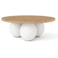 COUCHTISCH BELLY runder 75 cm im modernen Stil (Eiche Artisan/Weiß) - Eiche Artisan/Weiß, Holz (75/75/27cm) - Dekori_Interiors