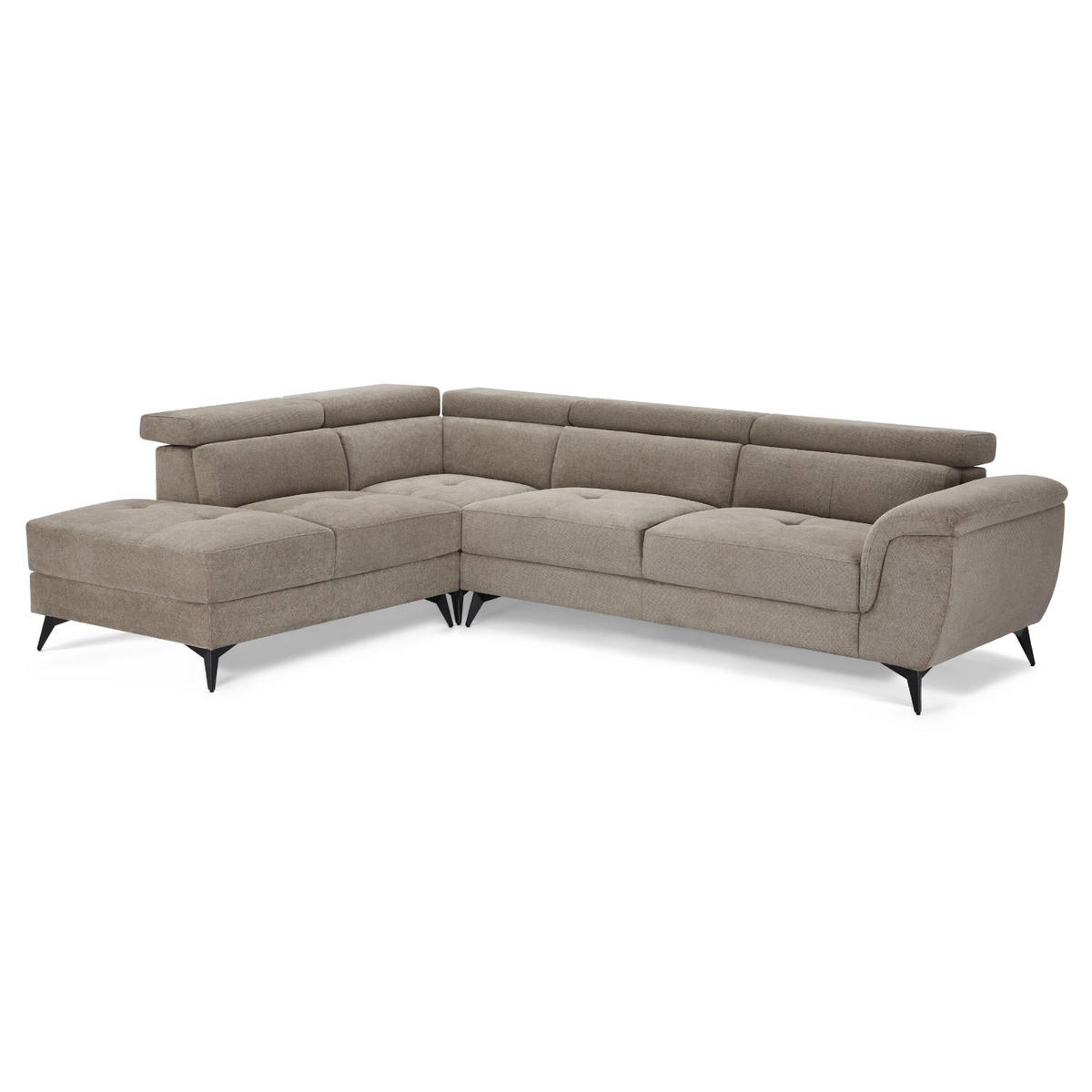 ECKSOFA Webstoff Beige - Beige/Schwarz, Textil/Metall (290/95cm) - Furnhouse