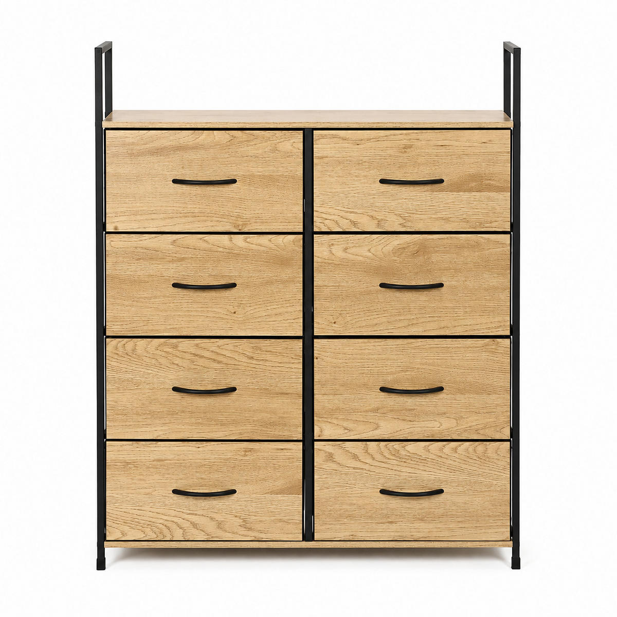 KOMMODE Holzoptik 8 Stoffschubladen - Schwarz/Braun, Holzwerkstoff/Textil (80/107/24cm) - Mat-Haus