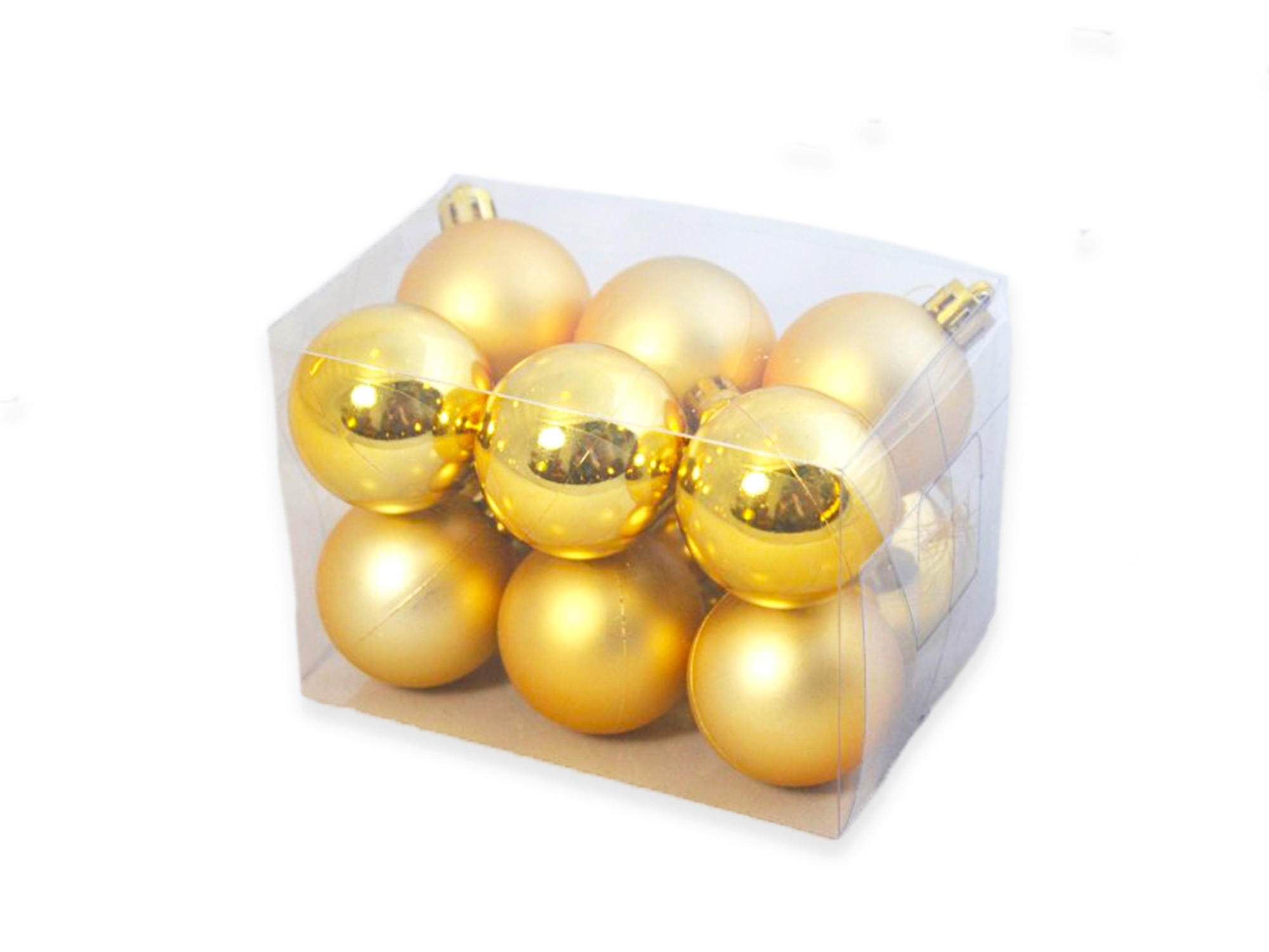 WEIHNACHTSORNAMENTE 12er-Set runde Ornamente gold Mix 4 cm - Goldfarben, Kunststoff (4/4/4cm) - LAALU