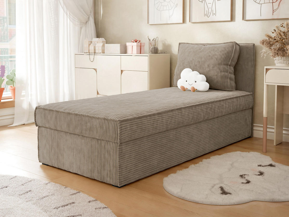 BOXBETT Posi Cord - Hellbraun/Schwarz, Holzwerkstoff/Kunststoff (90/200cm) - MIRJAN24