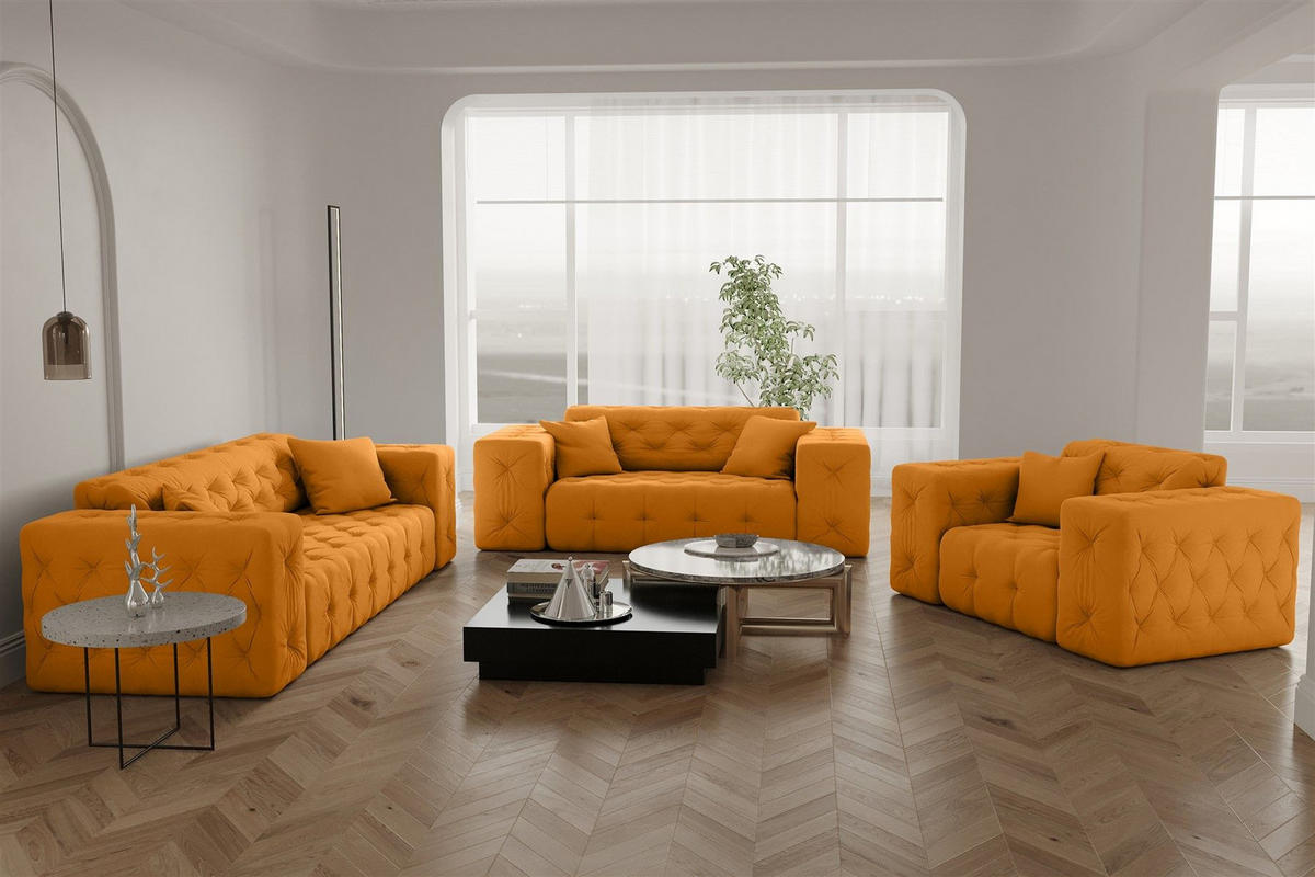 SOFA 3-sitzer Chantal - Gelb, Holzwerkstoff/Textil (251/78/96cm) - Fun Möbel