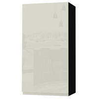 HÄNGESCHRANK Florence W4/50 Schwarz / RAL 1013 perlweiß HG 50 / 32,5 / 96cm - Türanschlag rechts - Weiß Hochglanz/Schwarz, Holz/Holzwerkstoff (50/96/32.5cm) - Feldmann-Wohnen