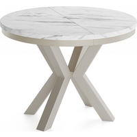 ESSTISCH Clara Grau-Beige runder ausziehbarer, Marmor Weiß 100-180/100/76 cm - Ecru/Grau, Holzwerkstoff/Metall (100/100/76cm) - WFL GROUP