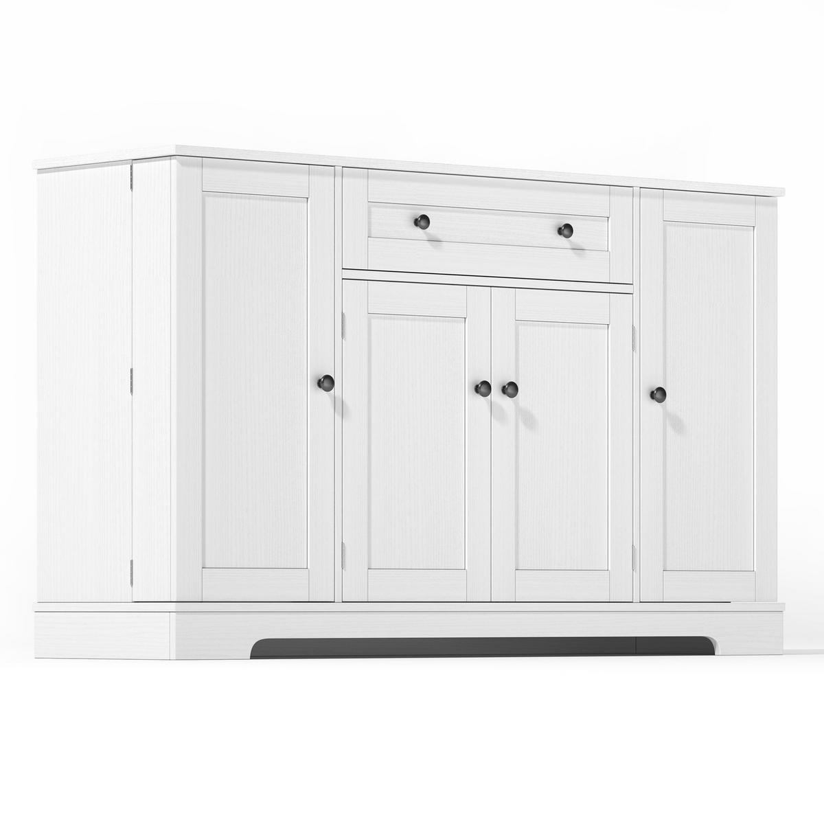 SIDEBOARD 138/40/85 cm Weiß aus MDF mit verstellbaren Einlegeböden - Weiß, Holzwerkstoff (138/85/40cm) - OKWISH