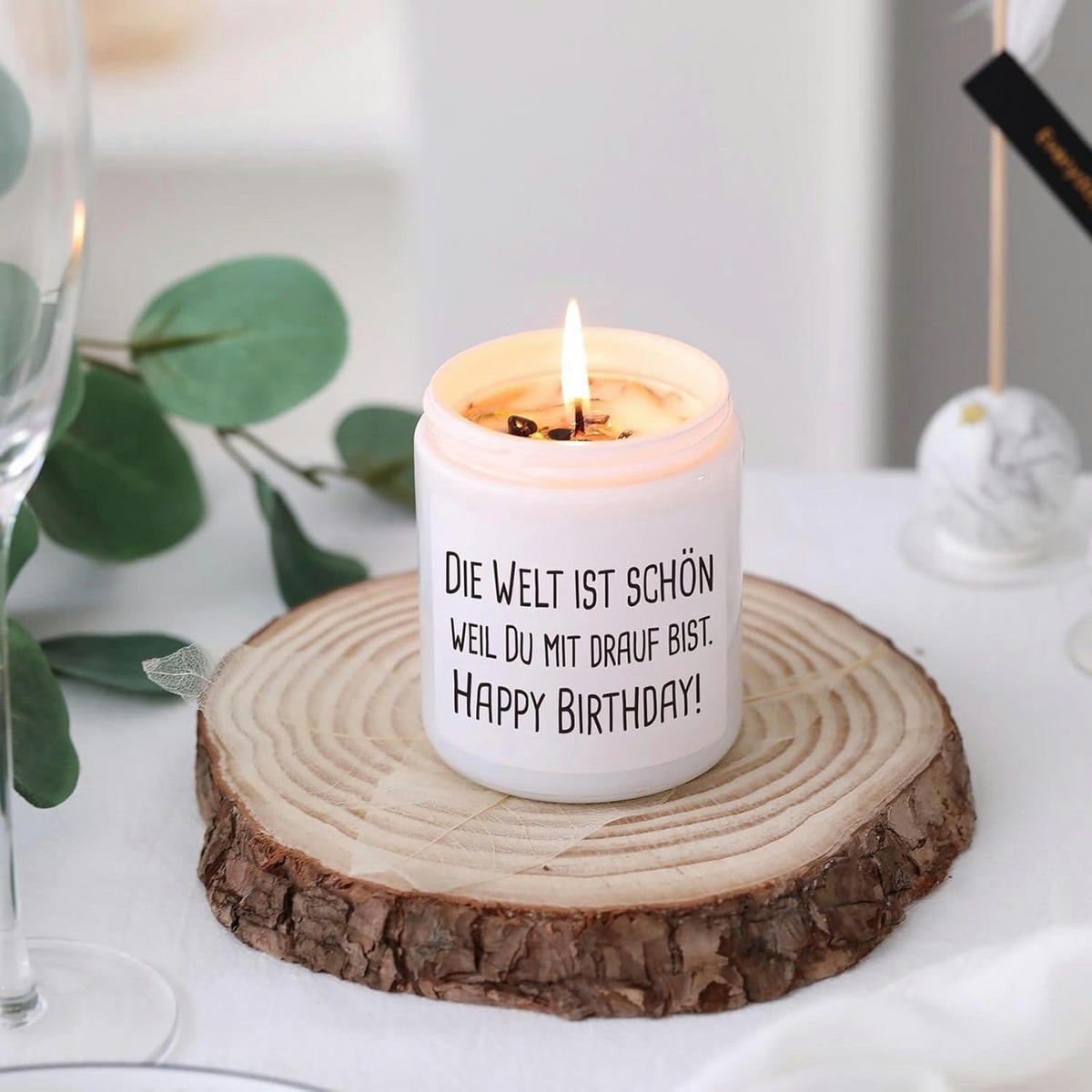 DUFTKERZE Happy Birthday Lavendel-Vanille 7oz - Weiß, Paraffin (9cm)