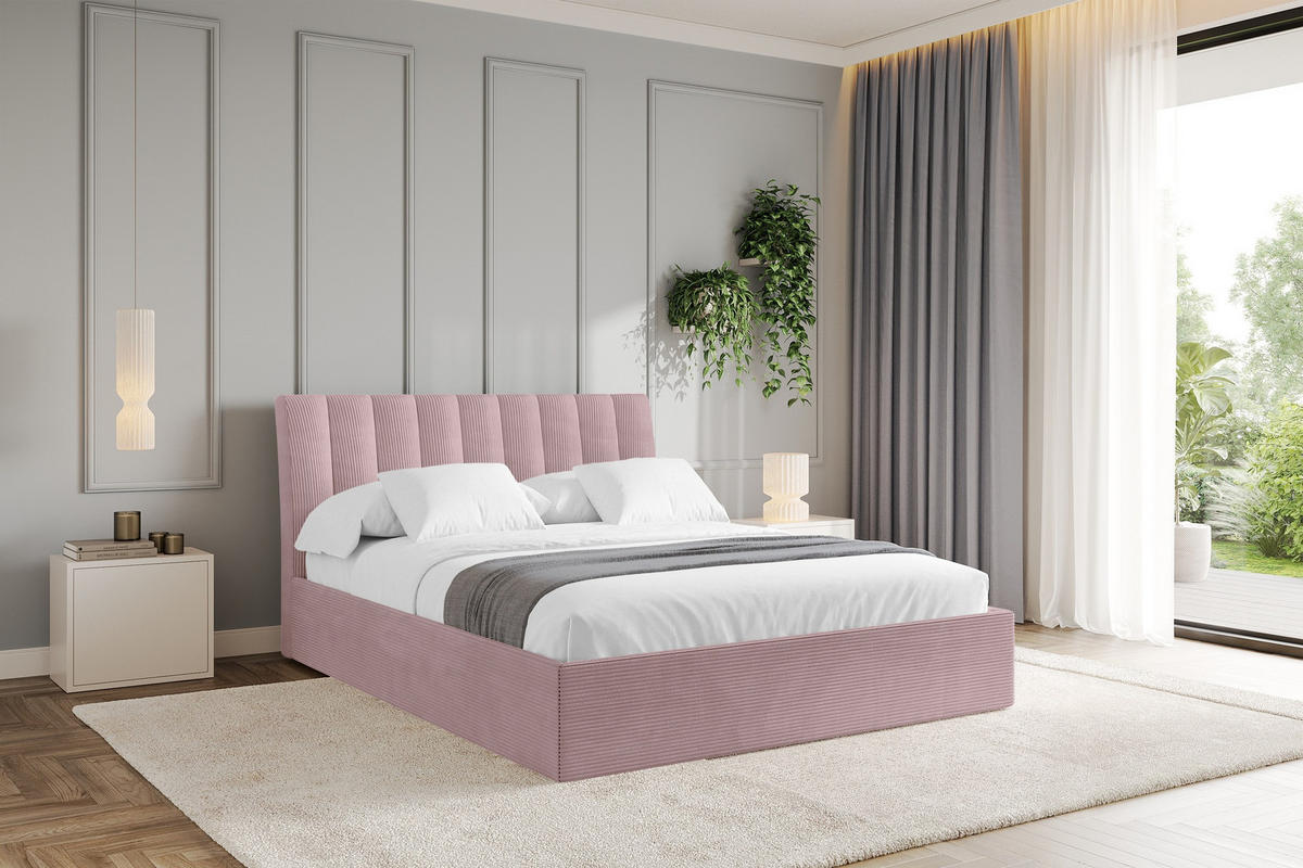 POLSTERBETT mit Bettkasten und Lattenrost, Boxbett ohne Matratze - ILAN 180x200 Rosa - Rosa, Holzwerkstoff/Textil (180/200cm) - ALTDECOR