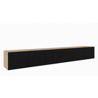 TV-LOWBOARD Schwarz NOELI Geschlossen Gerillt Artisan 300 cm - Schwarz, Holzwerkstoff (300/41/40cm) - Sepro Meble