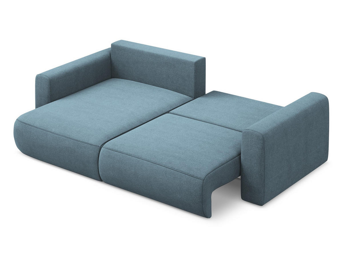 ECKSOFA mit Schlaffunktion Strukturstoff Stoff Blau - Blau/Schwarz, Kunststoff/Textil (149/240cm) - Makamii
