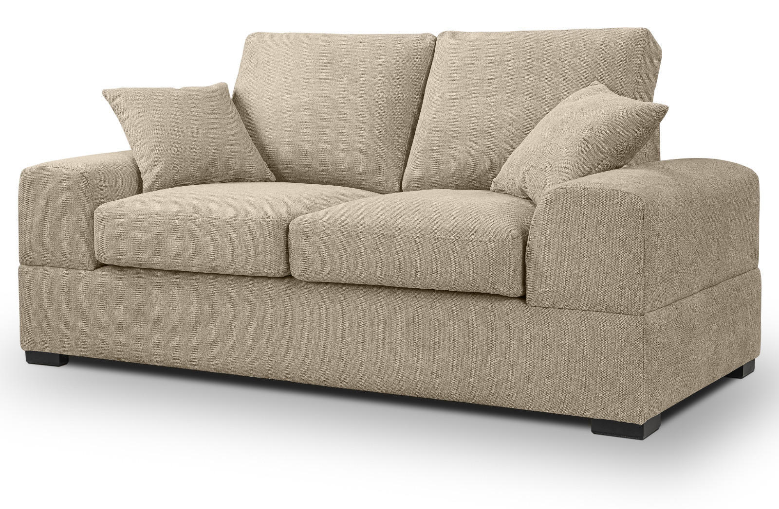 SOFA beige Strukturstoff, Couch 2-Sitzer 182 cm mit Premium Kaltschaum - Beige/Schwarz, Holz/Textil (182/90/93cm) - Inn.Furn