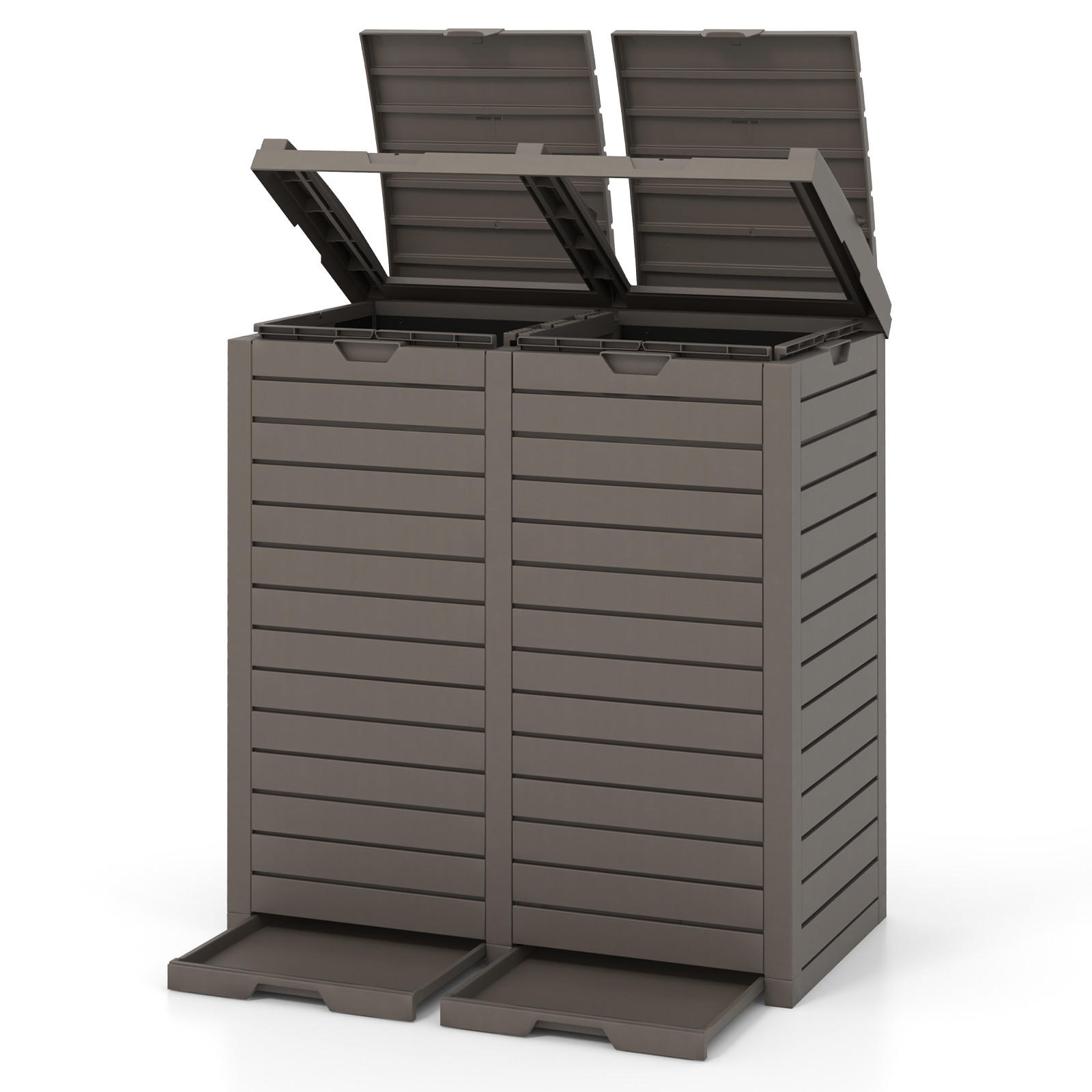 Costway Mülleimer Braun 77x86x40 cm