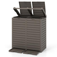 MÜLLEIMER 235 L mit Doppeldeckel braun - Braun, Kunststoff (77/86/40cm) - COSTWAY