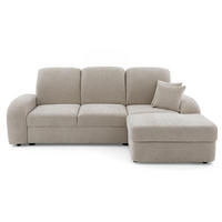 ECKSOFA VIBE S Rechts mit Schlaffunktion 130x202 Chenille Beige - Beige/Schwarz, Holz/Kunststoff (156/255cm) - Muffo