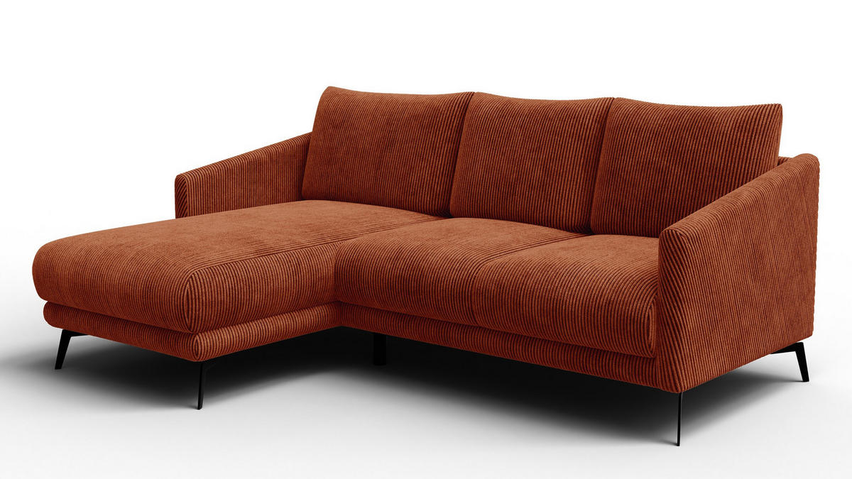 ECKSOFA VILT 3-Sitzer, orange - Schwarz/Orange, Holzwerkstoff/Textil (221/156cm) - Courtois Laville