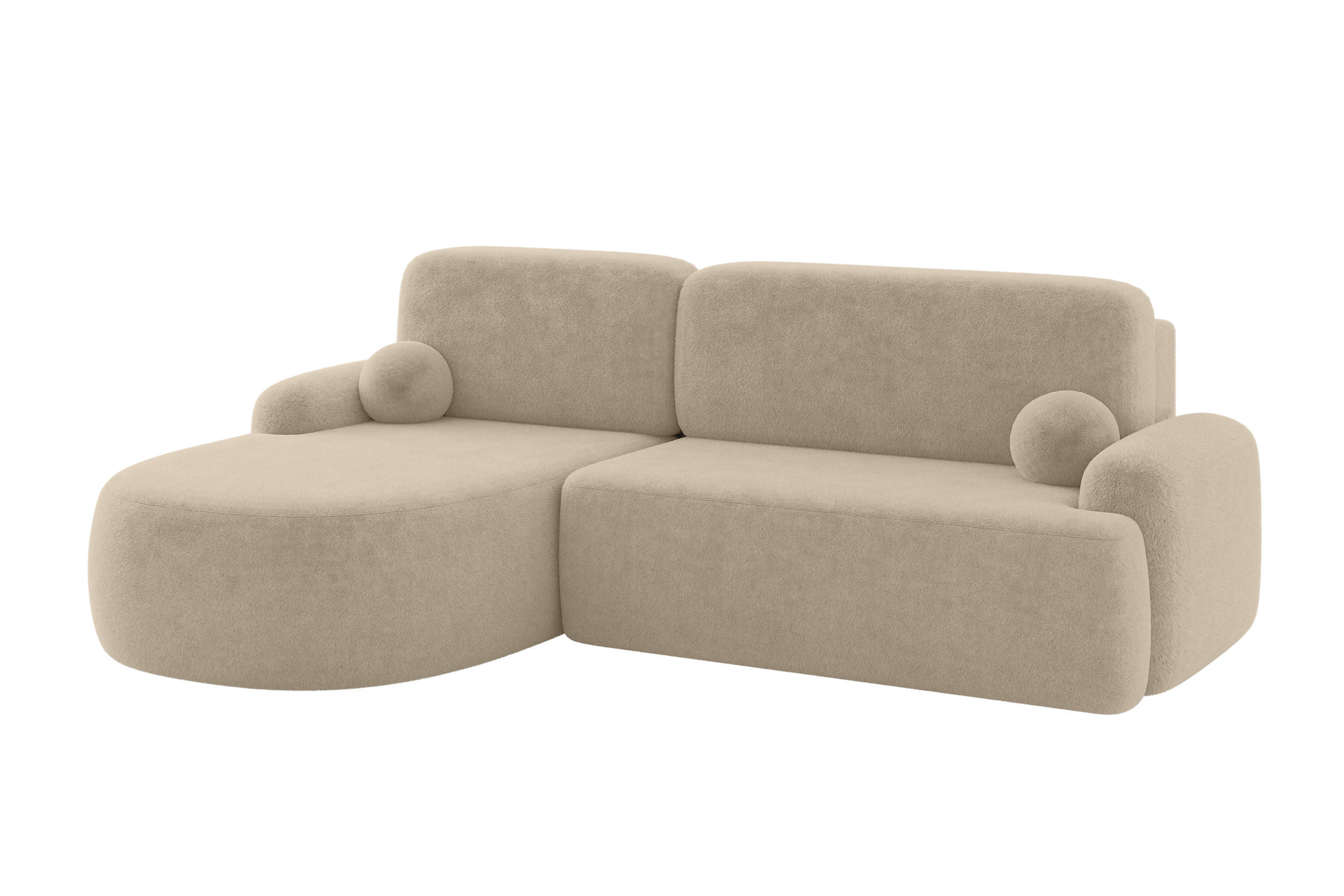 ECKSOFA mit Schlaffunktion und Bettkasten LIRA-L - 264x172x89 Hellbeige - Cappuccino, Holzwerkstoff/Textil (264/172cm) - ALTDECOR