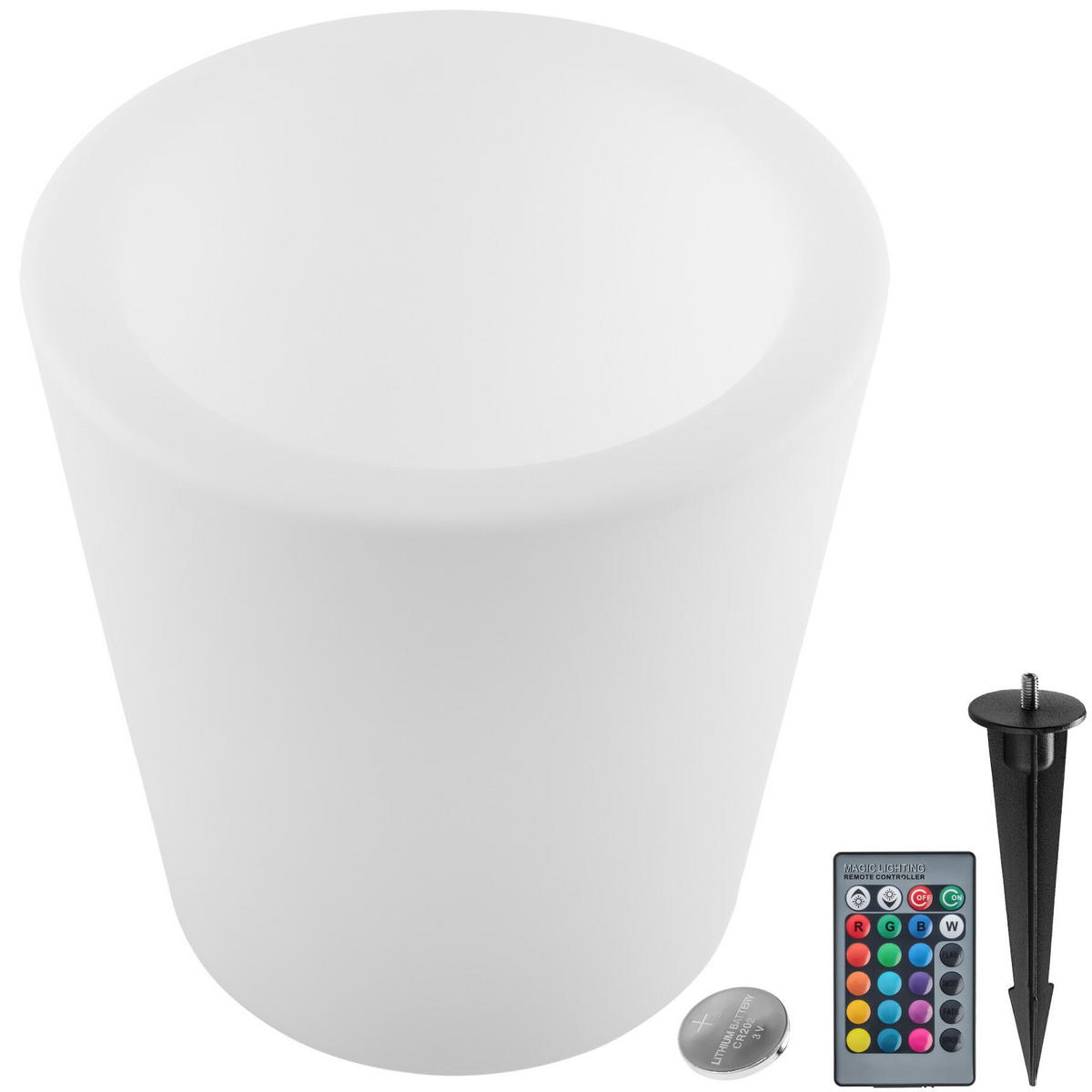 LEUCHTZYLINDER Luminous Curve Cooler,38 x 40 cm, inkl. Erdspieß,weiß - Weiß, Kunststoff (38/38/40cm) - tectake