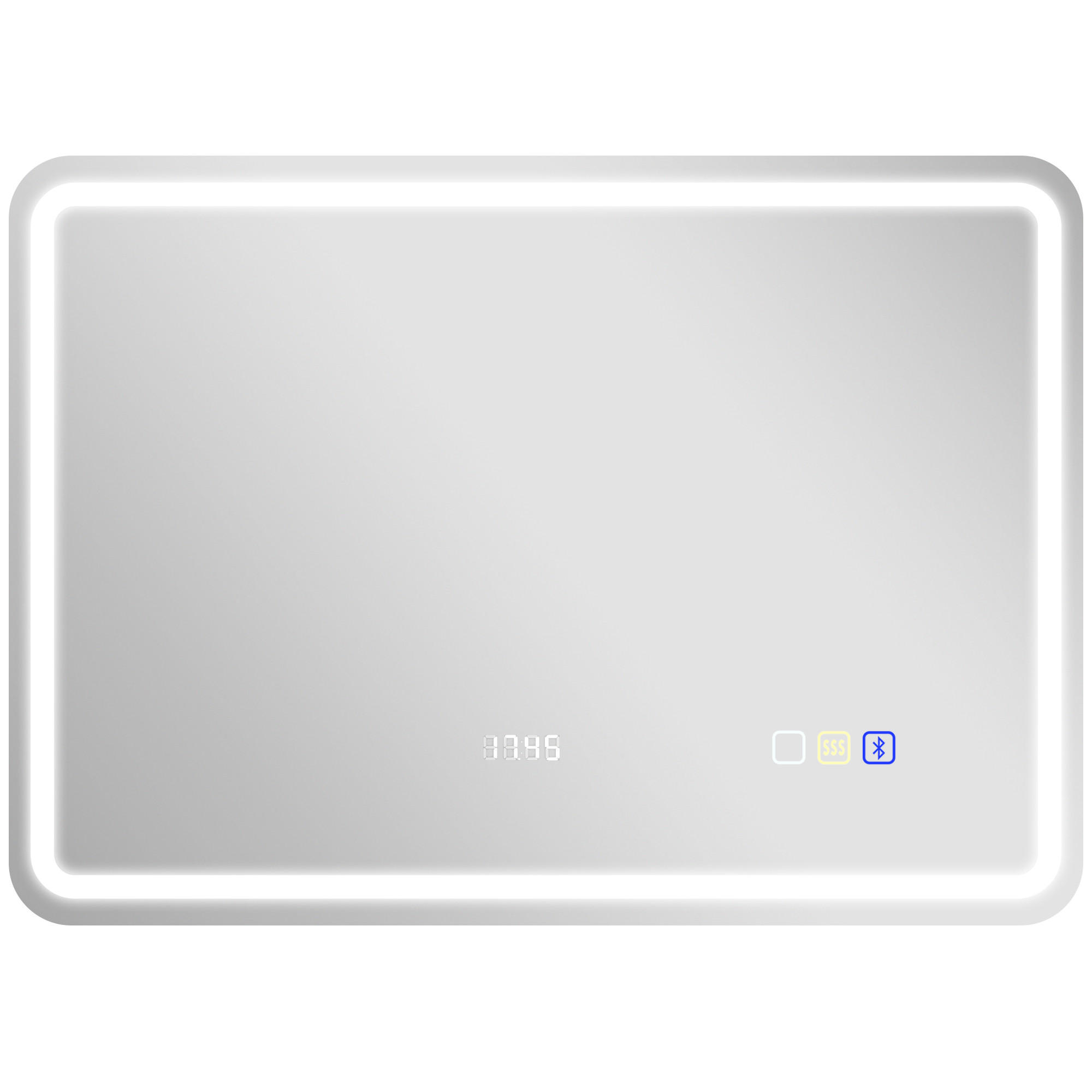 BADEZIMMERSPIEGEL DE-15201 mit Bluetooth, Uhrzeit und Antibeschlag Silber - Silberfarben, Glas (3.5/70/50cm) - ComfortXL