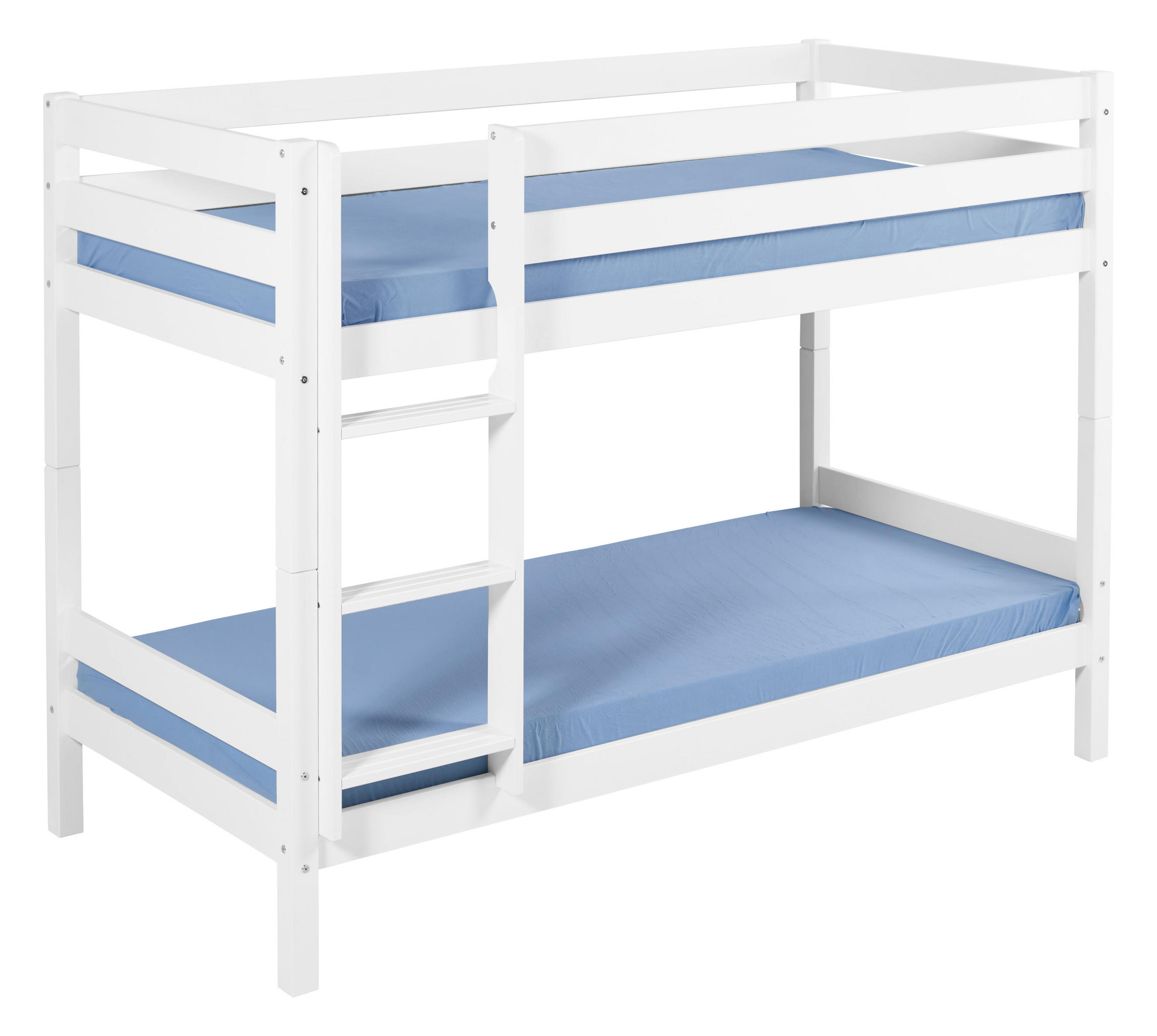 ETAGENBETT JELLE 90x200 cm Pirat schwarz gestreift - Hochbett - inkl. Vorhang und 2 Lattenrosten - Weiß, Holz - Lilokids