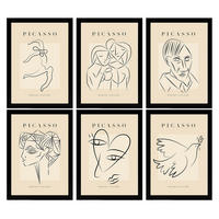 POSTER Set Mit 6 Illustrationen Von Pablo Picasso Harmonie A3 Schwarzer Rahmen - Schwarz, Papier (29/3cm) - Nacnic