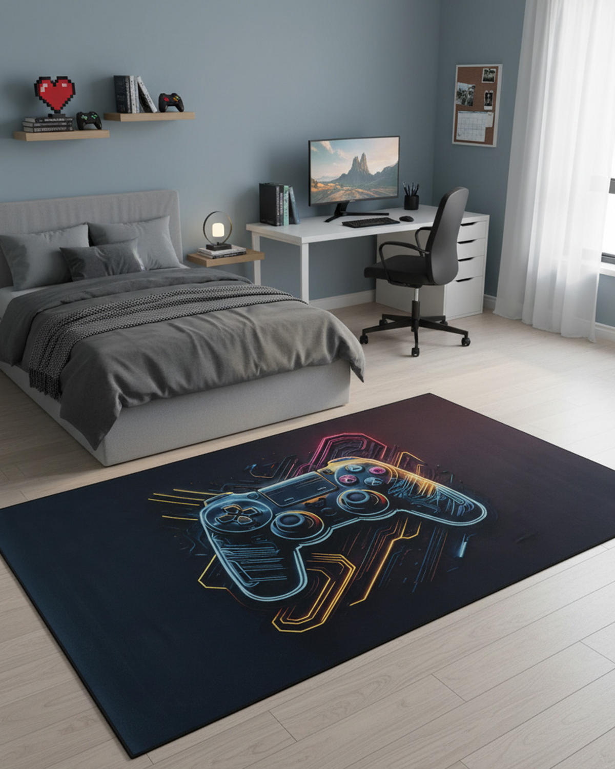KINDERTEPPICH Bambini Tasto Mazovia 140x200cm Schwarz Gaming Kurzflor - Schwarz, Textil (140/200cm) - Mazovia